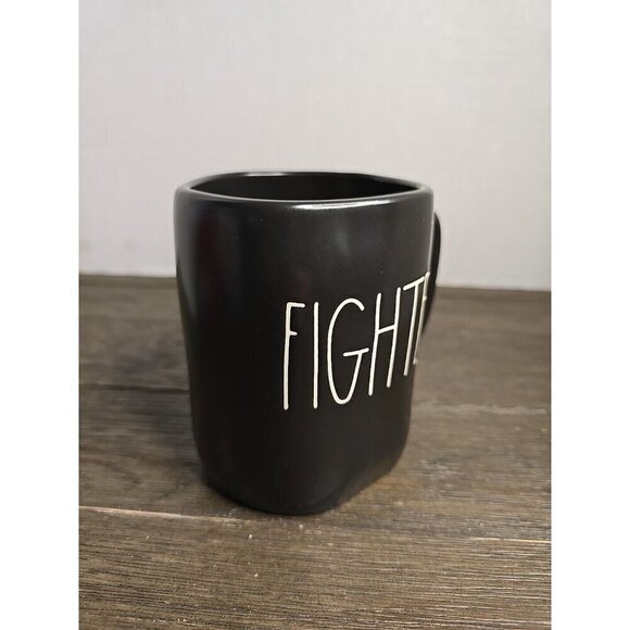 NWT Rae Dunn Artisan Fighter Coffee Mug Black White Lettering 2021 - Picture 2 of 8